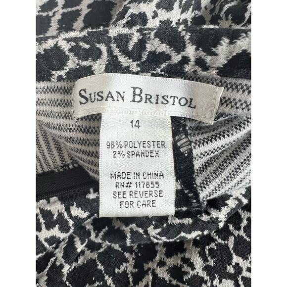 Susan Bristol Black and White Animal Print Zippered Flare Bottom Skirt Sz 14 - Picture 6 of 7